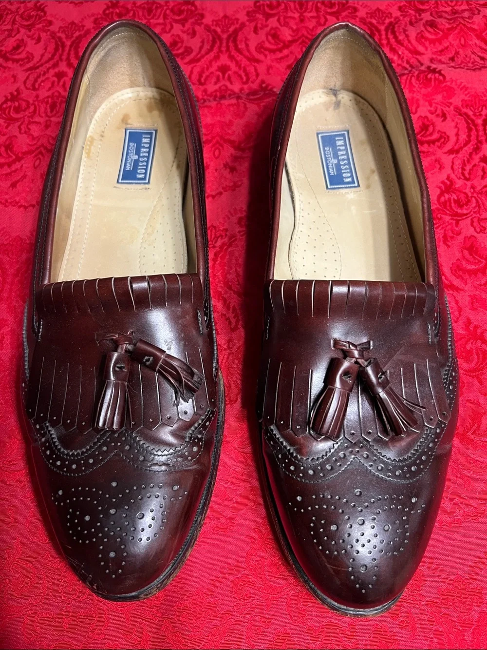 Bostonian Impressions Men’s 15 B/C Burgundy Leather Kiltie Tassel Loafers USA